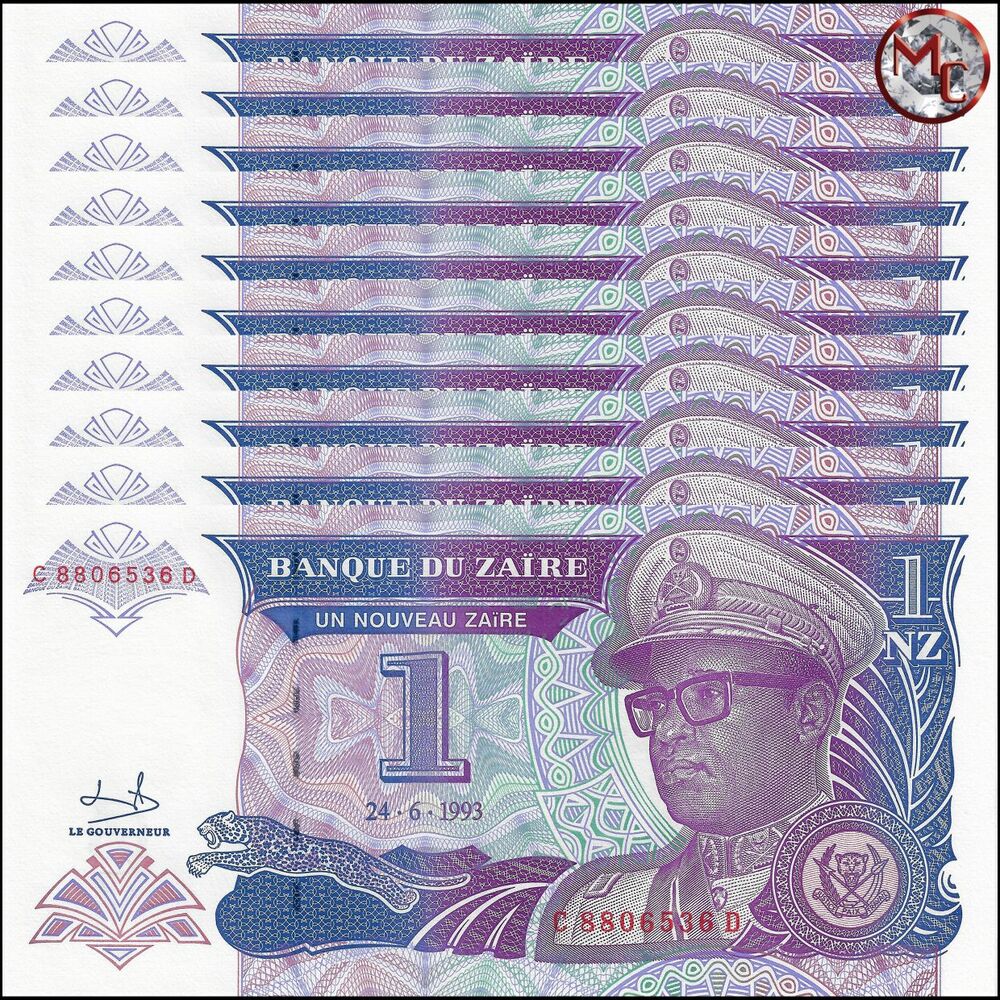 Zaire - 1 Nouveau Zaire 1993 - Pick- 52 / B135 - Set 10 PCS
