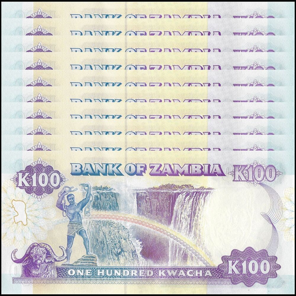 Zambia - 100 Kwacha 1991 - Pick- 34 / B135 - Set 10 PCS