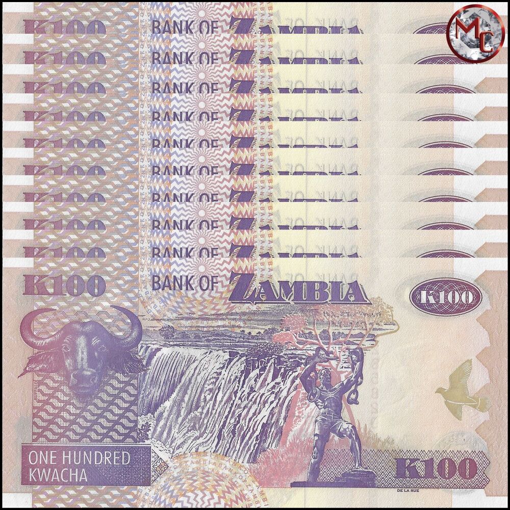 Zambia -  100 Kwacha 2008 - Pick # 38g - Set 10 PCS