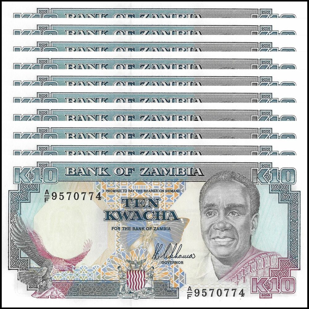 Zambia - 10 Kwacha 1989 - Pick- 31a / B132a - Set 10 PCS