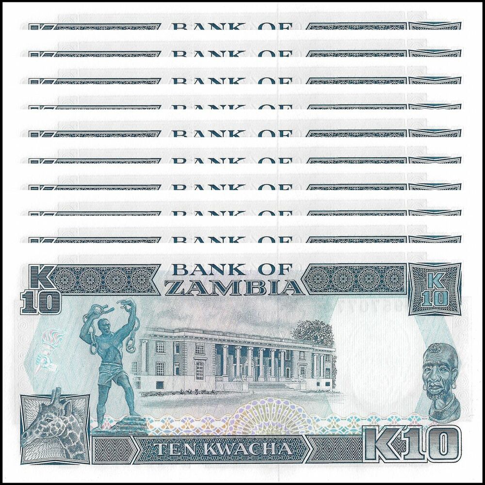 Zambia - 10 Kwacha 1989 - Pick- 31a / B132a - Set 10 PCS