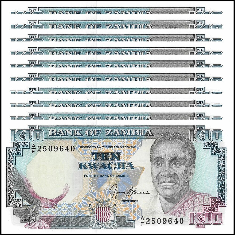Zambia - 10 Kwacha 1991 - Pick- 31b / B132b - Set 10 PCS