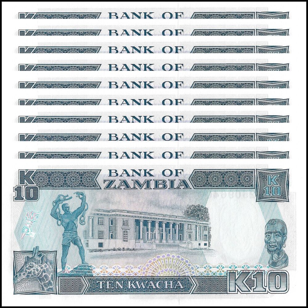 Zambia - 10 Kwacha 1991 - Pick- 31b / B132b - Set 10 PCS
