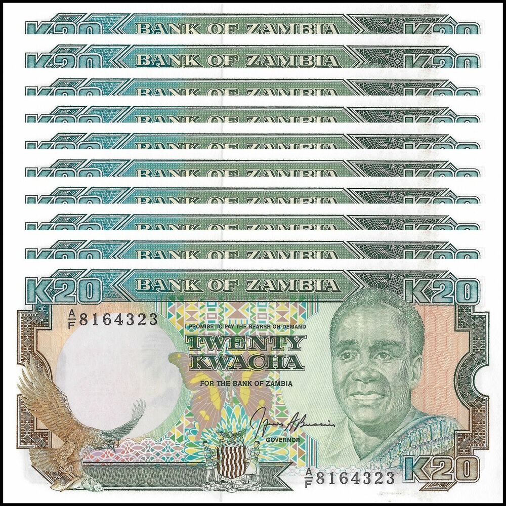 Zambia - 20 Kwacha 1991 - Pick- 32b / B133b - Set 10 PCS