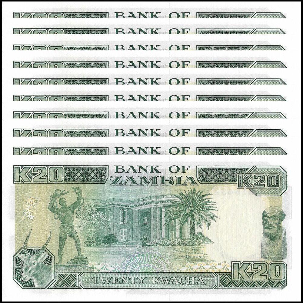 Zambia - 20 Kwacha 1991 - Pick- 32b / B133b - Set 10 PCS