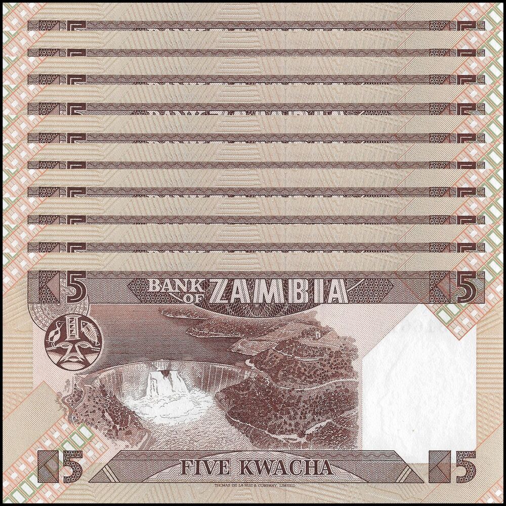 Zambia - 5 Kwacha 1988 - Pick- 25d / B126d - Set 10 PCS