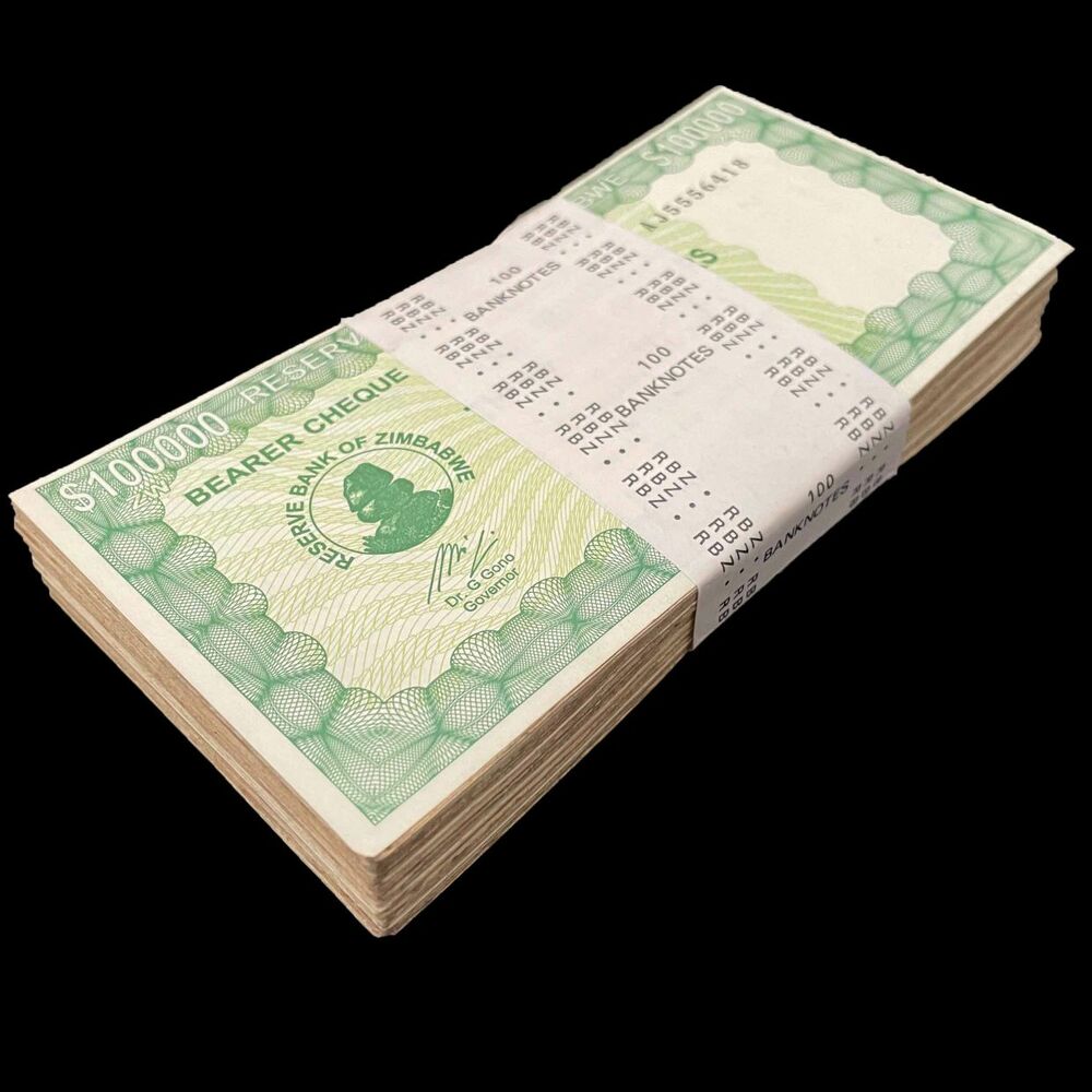 Zimbabwe - 100.000 Dollars 2006 - Pick- 32 / B123b - Bundle 100 PCS - USED ( F,VF,XF)