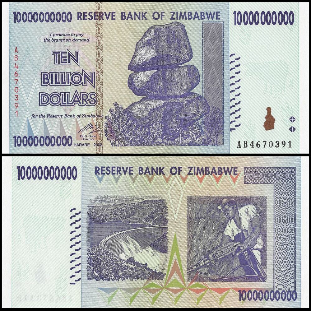 Zimbabwe - 10.000.000.000 Dollars 2008 - Pick- 85 / B176 - Bundle 100 PCS - USED (F, VF, XF)