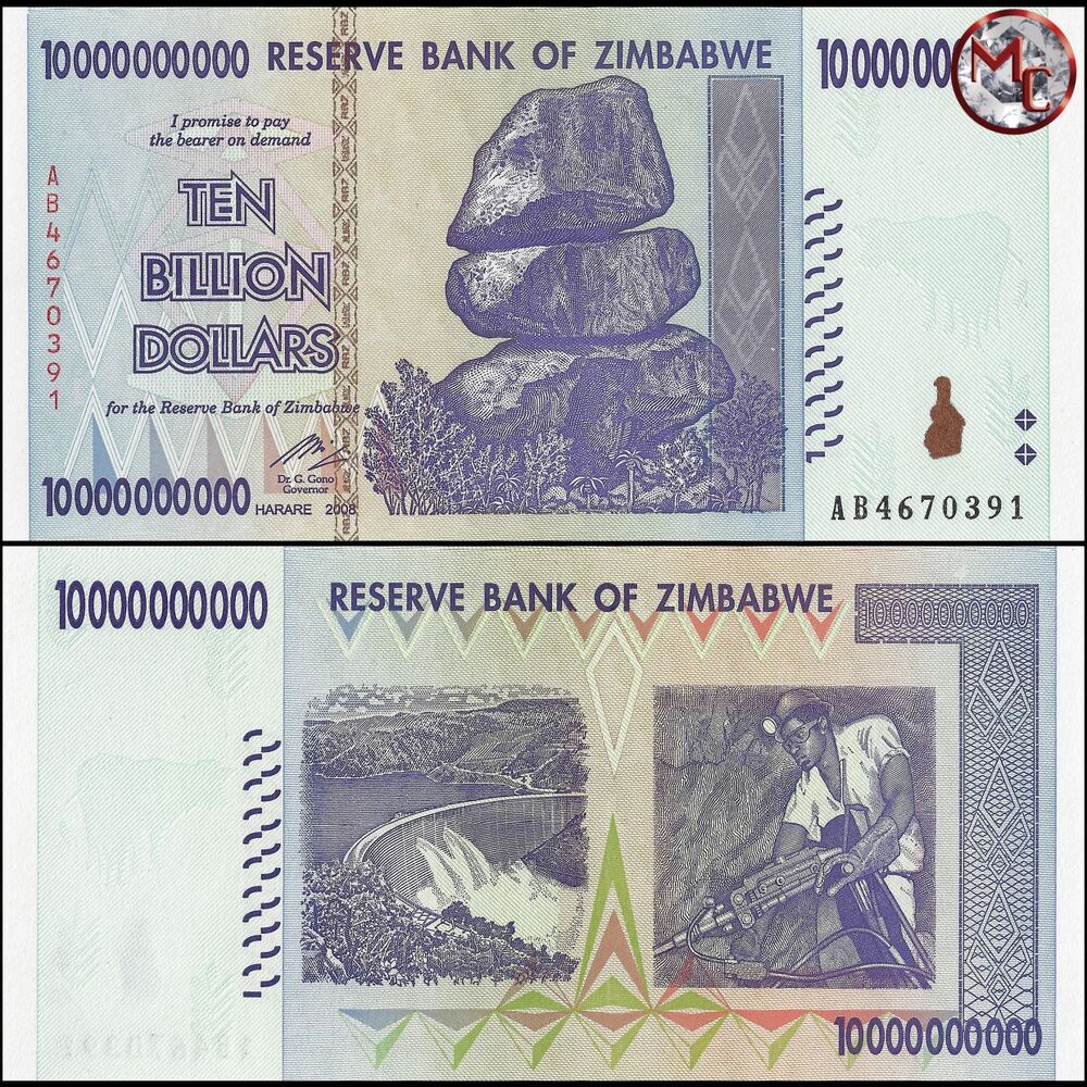 Zimbabwe - 10.000.000.000 Dollars 2008 - Pick- 85 / B176 - Brick 1000 PCS - USED (F, VF, XF) - Brick 1000 PCS