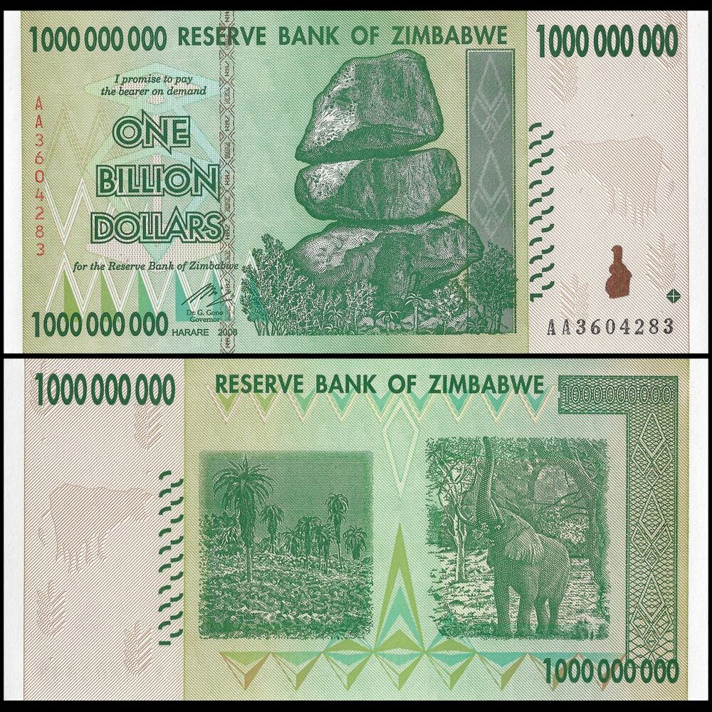 Zimbabwe - 1.000.000.000 Dollars 2008 - Pick- 83 / B174 - Bundle 100 PCS - USED (F, VF, XF)