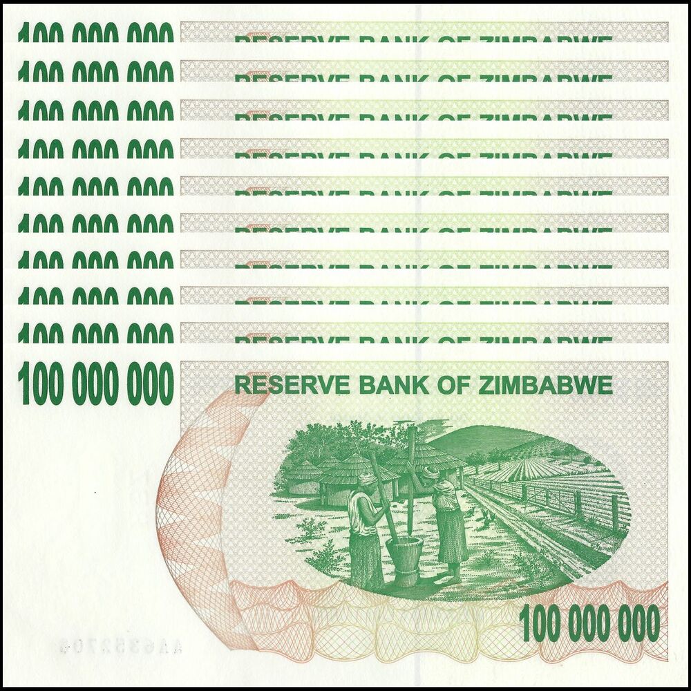 Zimbabwe - 100.000.000 Dollars 2008 - Pick- 58 / B149 - Set 10 PCS