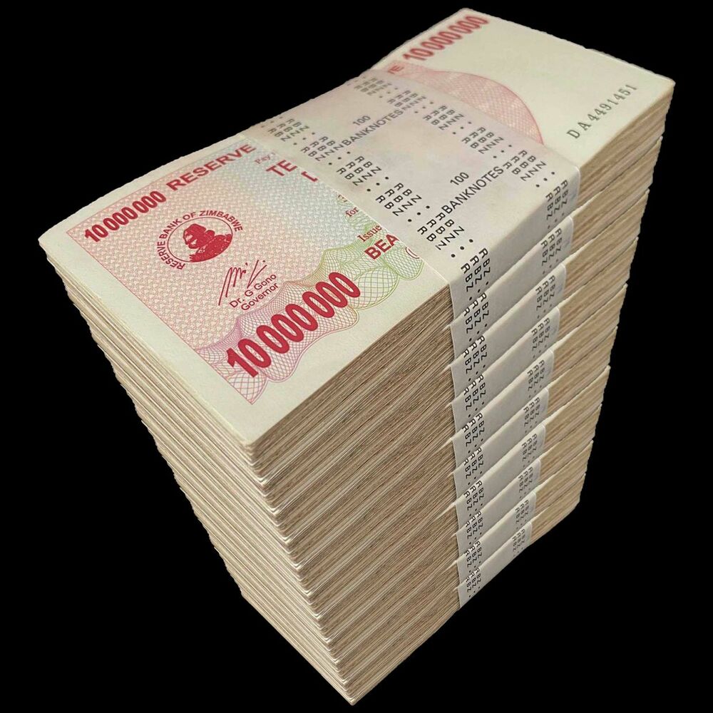 Zimbabwe - 10.000.000 Dollars 2008 - Pick- 55 / B146 - Brick 1000 PCS - USED (F,VG,XF)