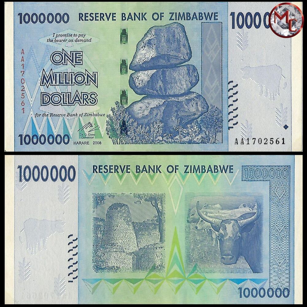 Zimbabwe - 1.000.000 Dollars 2008 - Pick- 77 / B168 - Brick 1000 PCS - USED (F, VF, XF) - Brick 1000 PCS