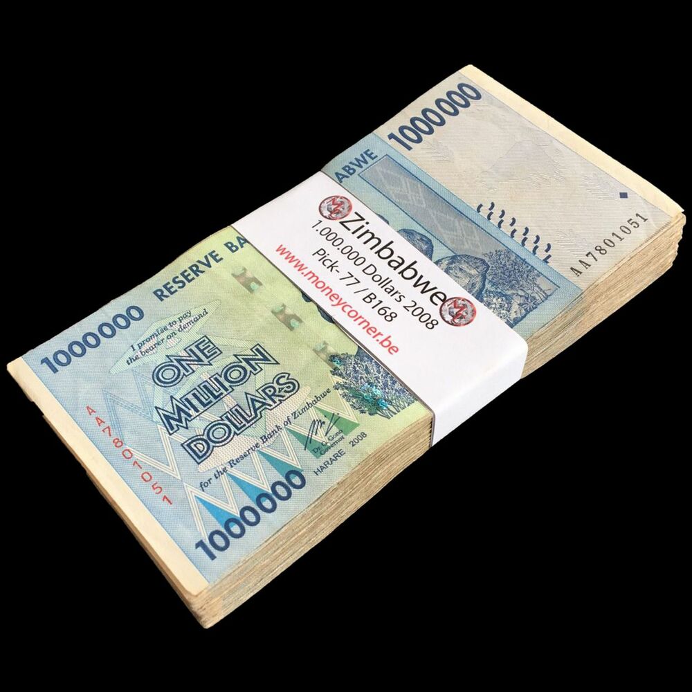 Zimbabwe - 1.000.000 Dollars 2008 - Pick- 77 / B168 - Bundle 100 PCS - USED (F, VF, XF)