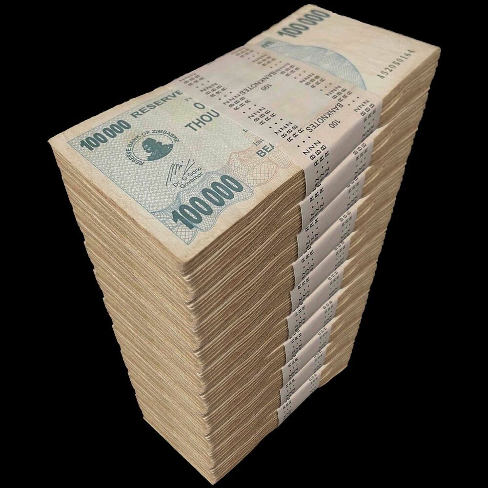 Zimbabwe - 100.000 Dollars 2006 - Pick- 48b / B139b - Brick 1000 PCS - USED (F,VG,XF) Used