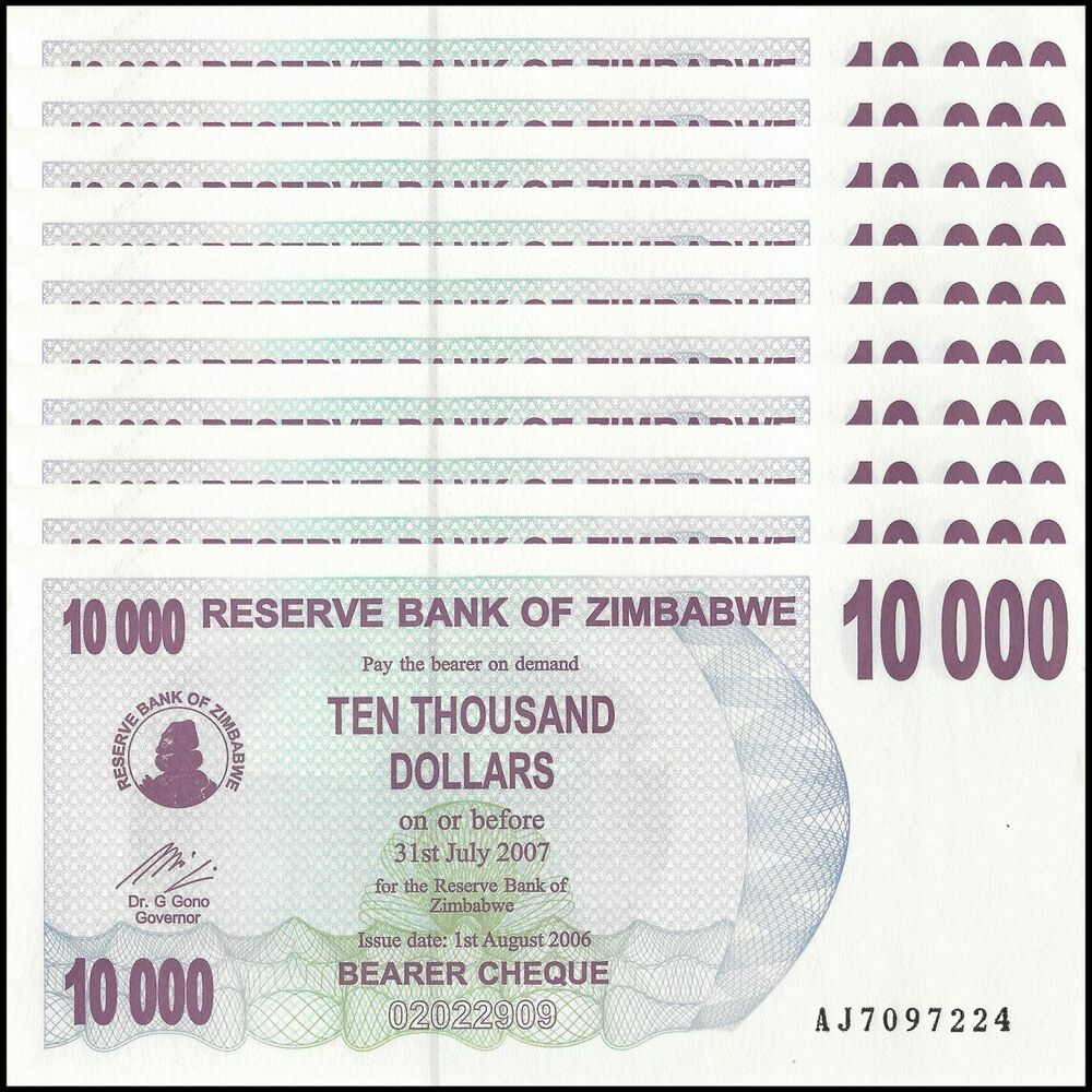 Zimbabwe - 10.000 Dollars 2007 - Pick- 46b / B137b - Set 10 PSC