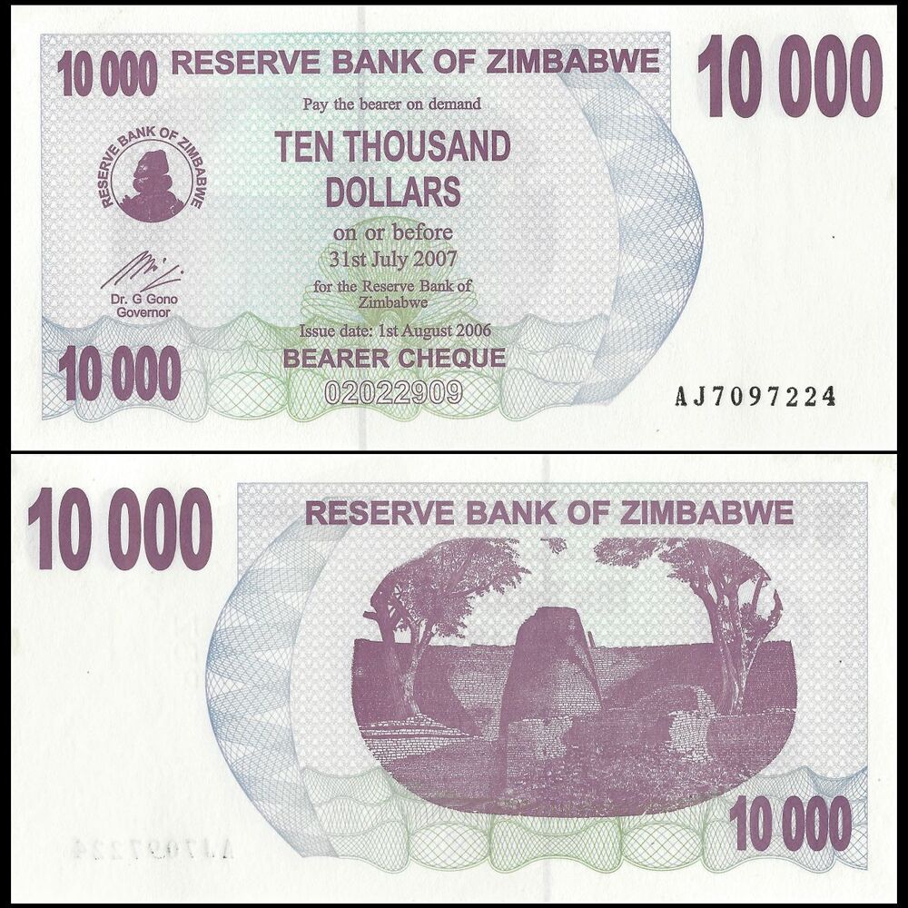 Zimbabwe - 10.000 Dollars 2007 - Pick- 46b / B137b - Set 10 PSC