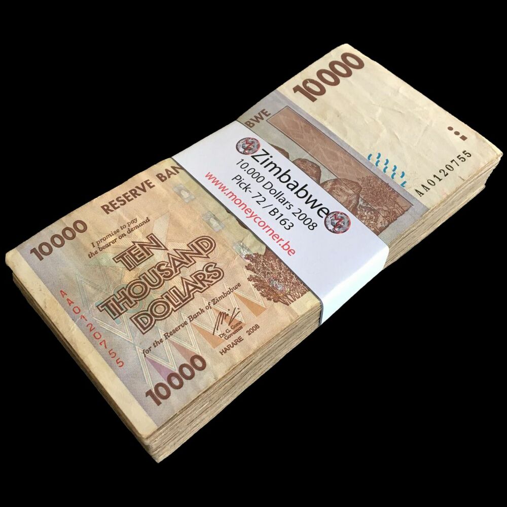 Zimbabwe - 10.000 Dollars 2008 - Pick- 72 / B163 - Bundle 100 PCS - USED (F,VF)
