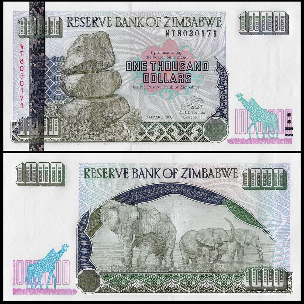 Zimbabwe - 1000 Dollars 2003 - Pick- 12b / B112b - Set 10 PCS