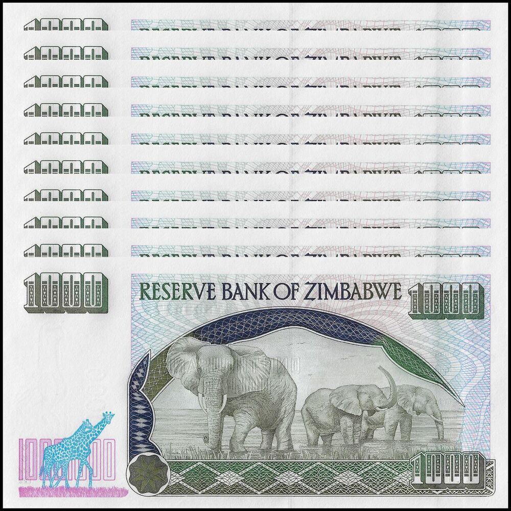 Zimbabwe - 1000 Dollars 2003 - Pick- 12b / B112b - Set 10 PCS