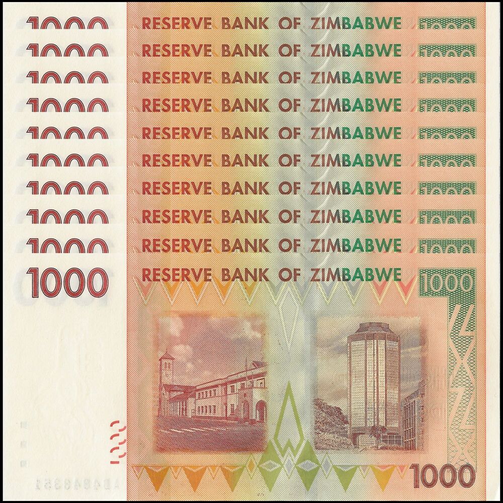 Zimbabwe - 1000 Dollars 2007 - Pick- 71 / B162 - Set 10 PCS