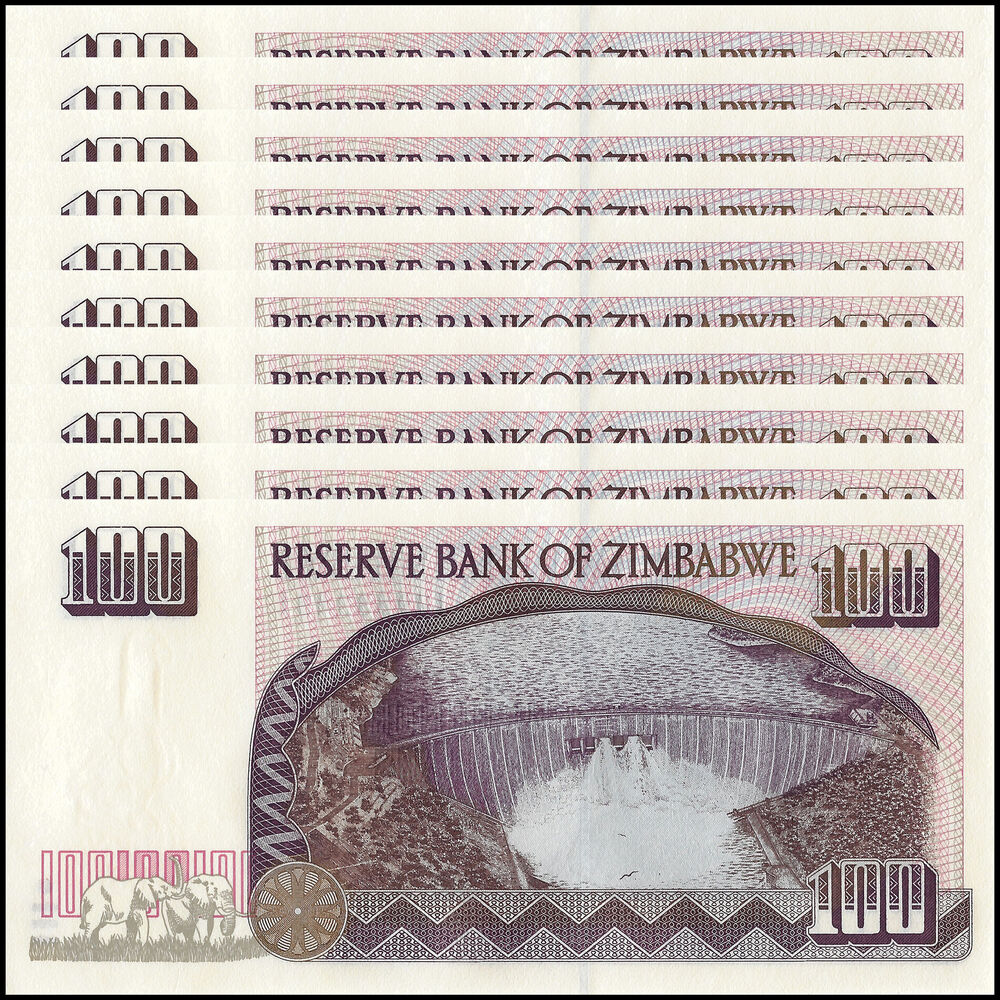 Zimbabwe - 100 Dollars 1995 - Pick- 9 / B109 - Set 10 PCS