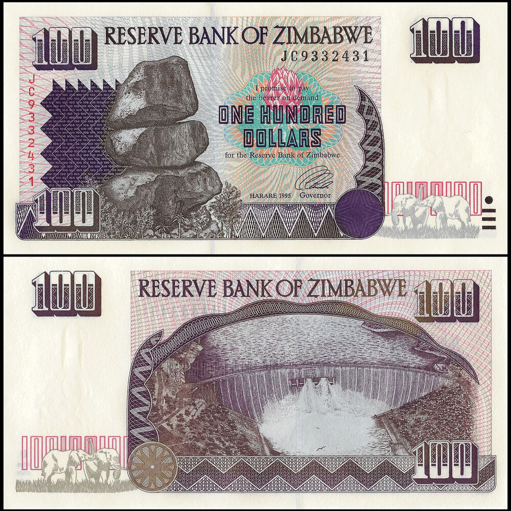 Zimbabwe - 100 Dollars 1995 - Pick- 9 / B109 - Set 10 PCS