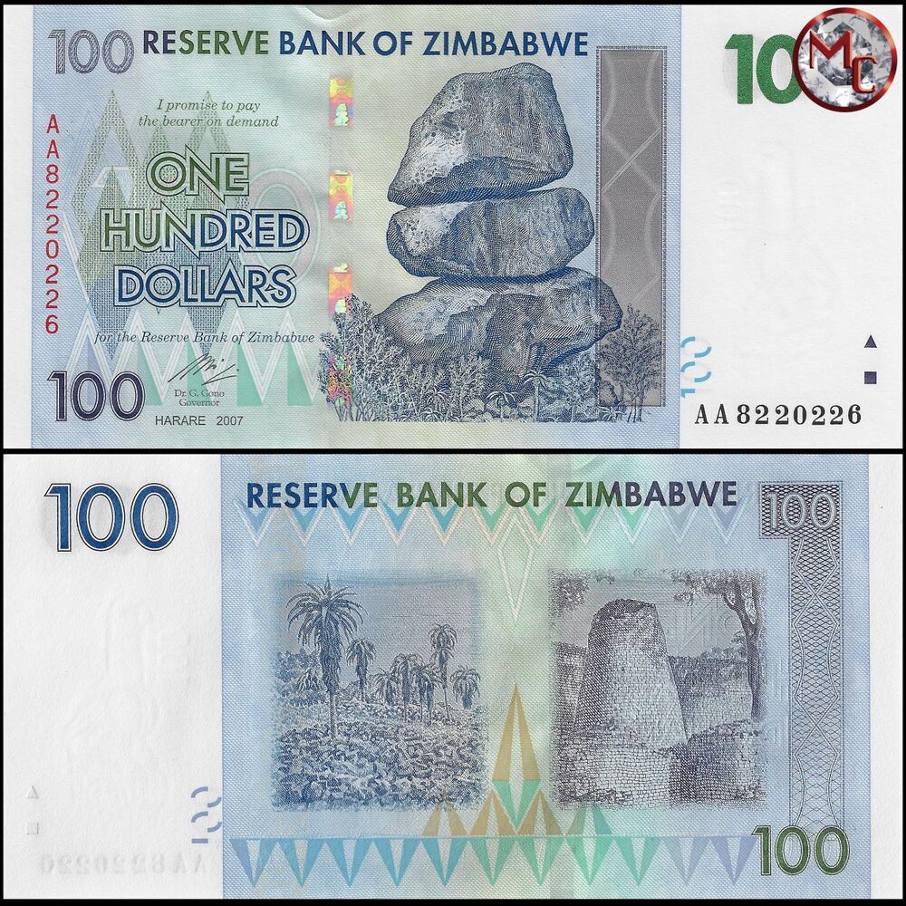 Zimbabwe - 100 Dollars 2008 - Pick- 69 / B160 - Brick 1000 PCS - USED (F,VF,XF) - Brick 1000 PCS