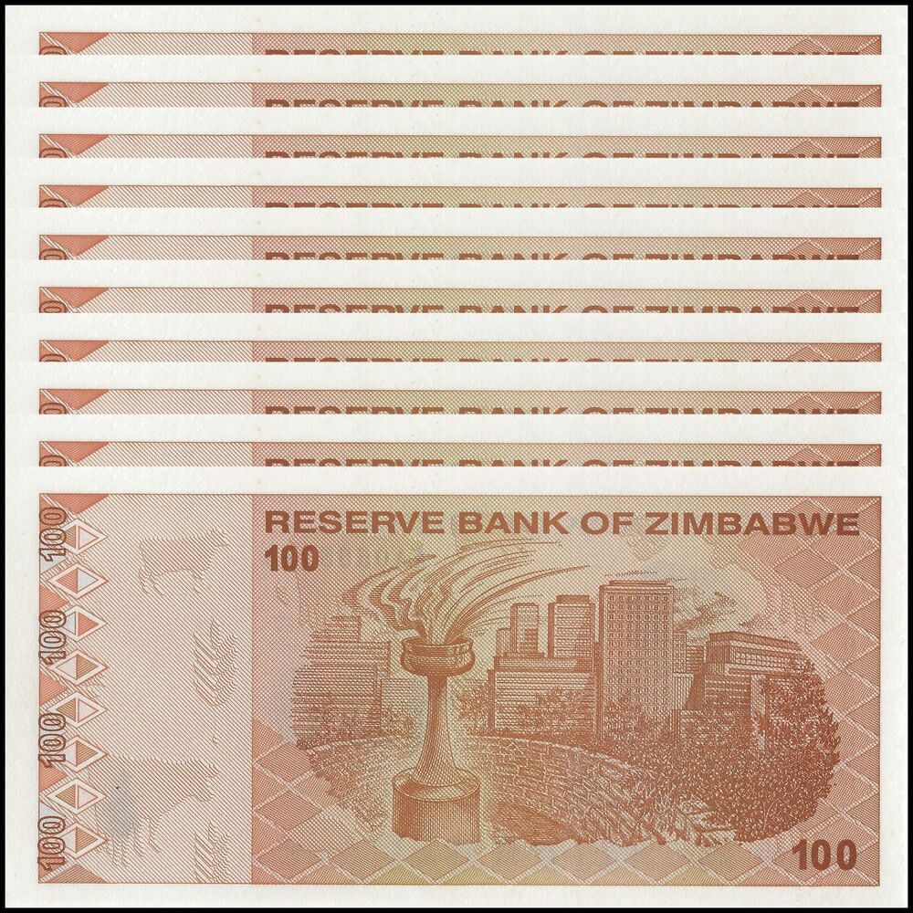 Zimbabwe - 100 Dollars 2009 - Pick- 97 / B188 - Set 10 PSC