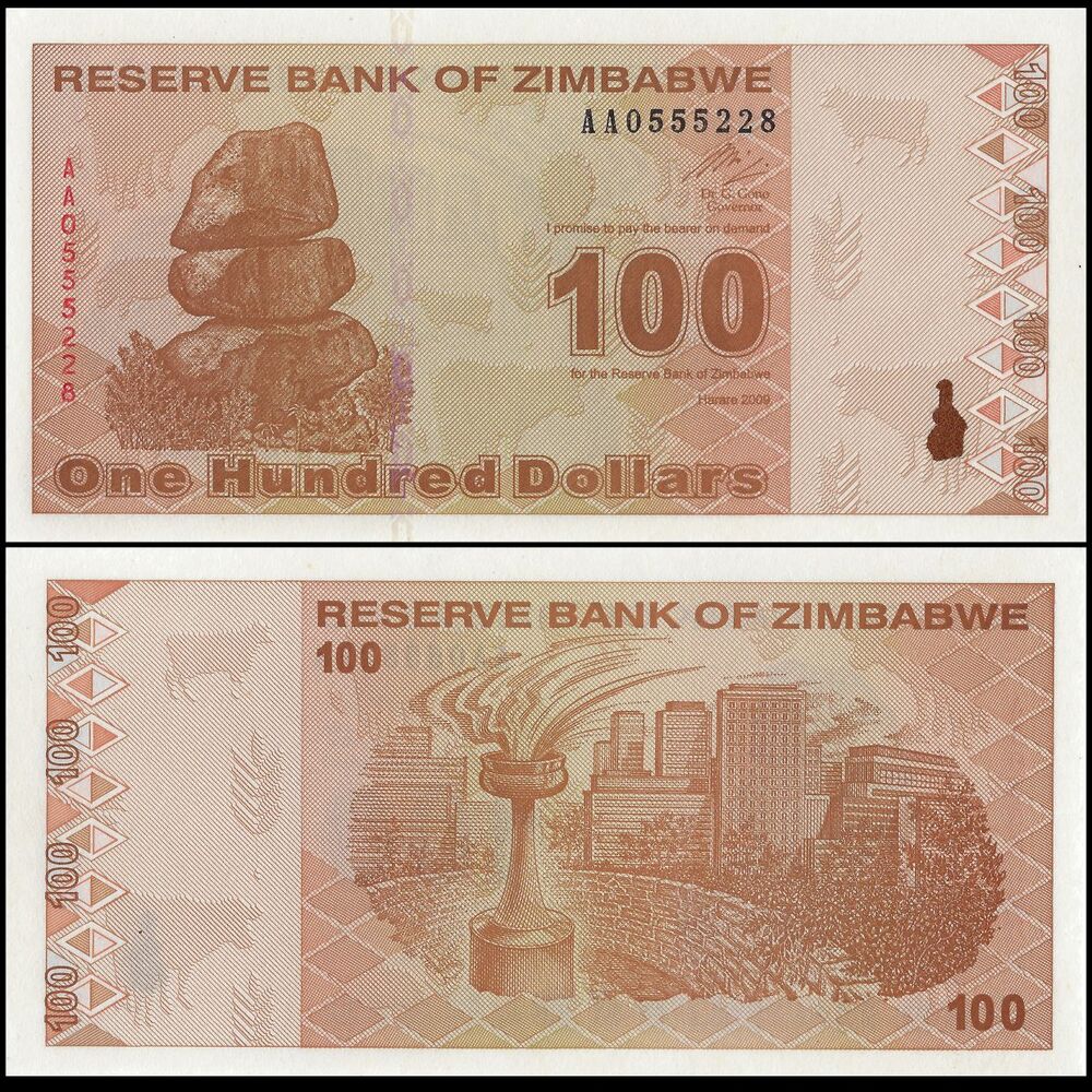 Zimbabwe - 100 Dollars 2009 - Pick- 97 / B188 - Set 10 PSC