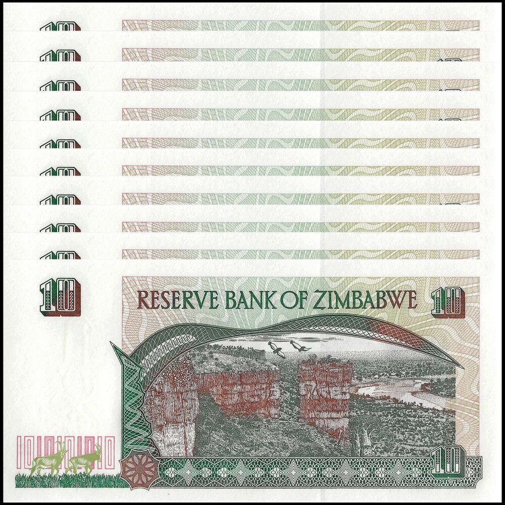 Zimbabwe - 10 Dollars 1997 - Pick- 6 / B106 - Set 10 PCS
