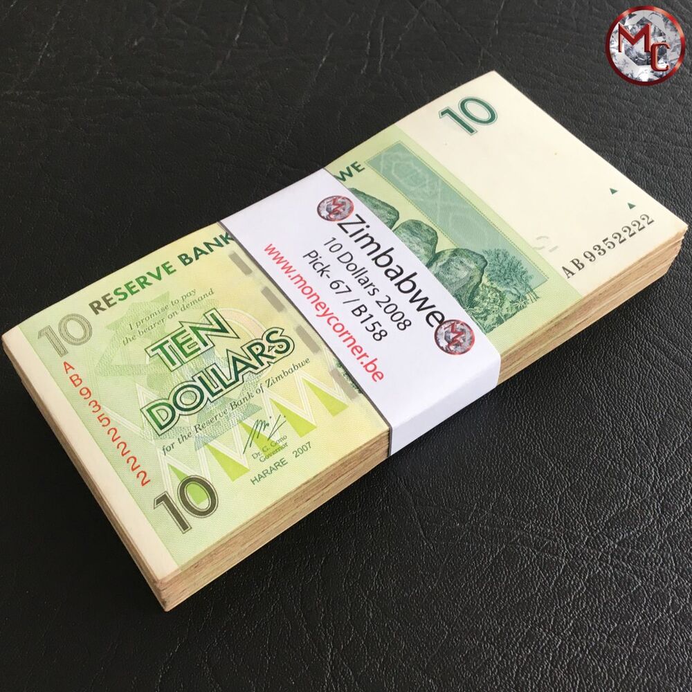 Zimbabwe - 10 Dollars 2008 - Pick- 67 / B158 - Brick 1000 PCS - USED (F,VF,XF) - Brick 1000 PCS
