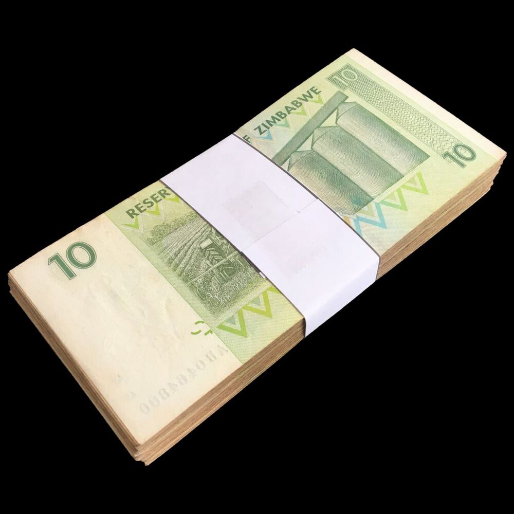 Zimbabwe - 10 Dollars 2008 - Pick- 67 / B158 - Bundle 100 PCS - USED (F,VF,XF)