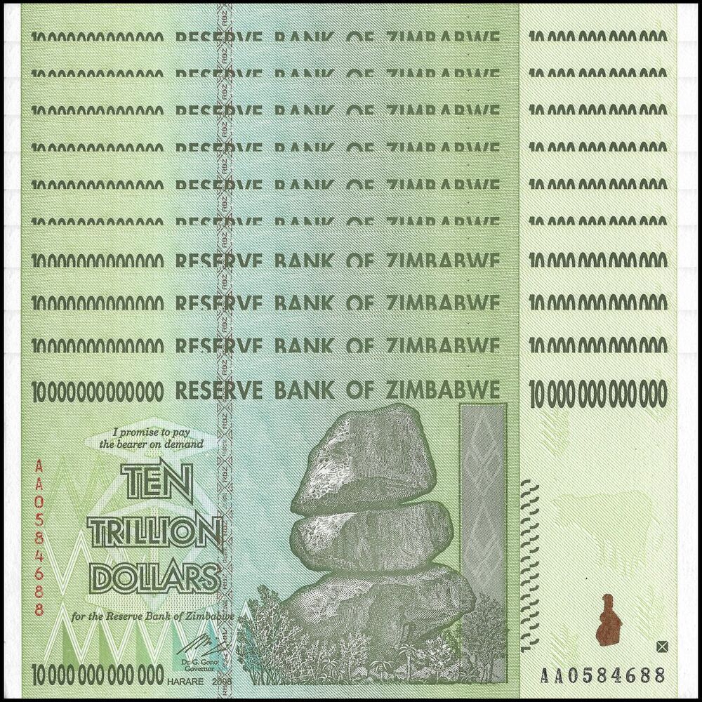 Zimbabwe - 10 Trillion Dollars 2008 - Pick- 88 / B179 - Set 10 PCS