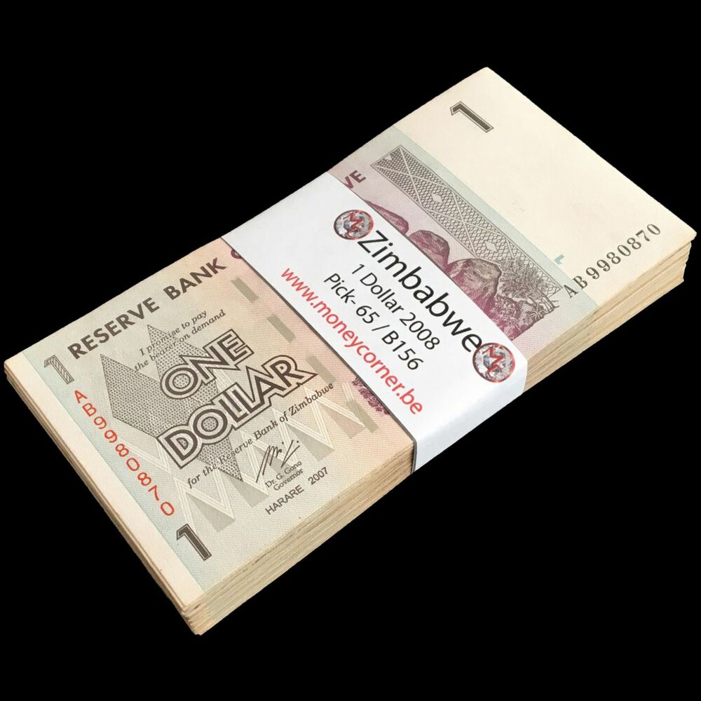 Zimbabwe - 1 Dollar 2008 - Pick- 65 / B156 - Bundle 100 PCS - USED ( F,VF,XF)