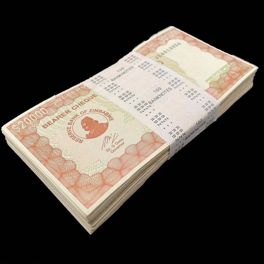 Zimbabwe - 20.000 Dollars 2005 - Pick- 23f / B121f - Bundle 100 PCS - USED ( F,VF,XF)