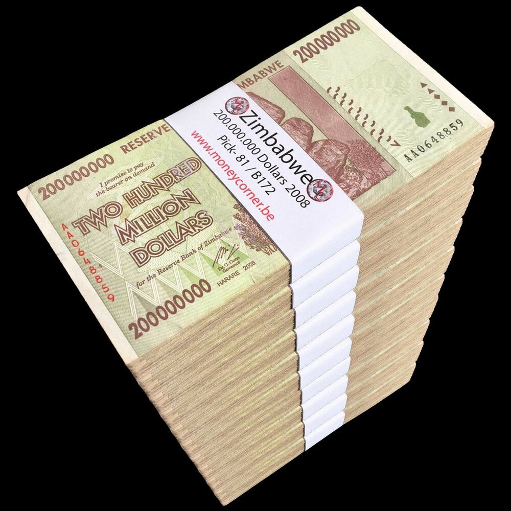 Zimbabwe - 200.000.000 Dollars 2008 - Pick- 81 / B172 - Brick 1000 PCS - USED (F, VF, XF)