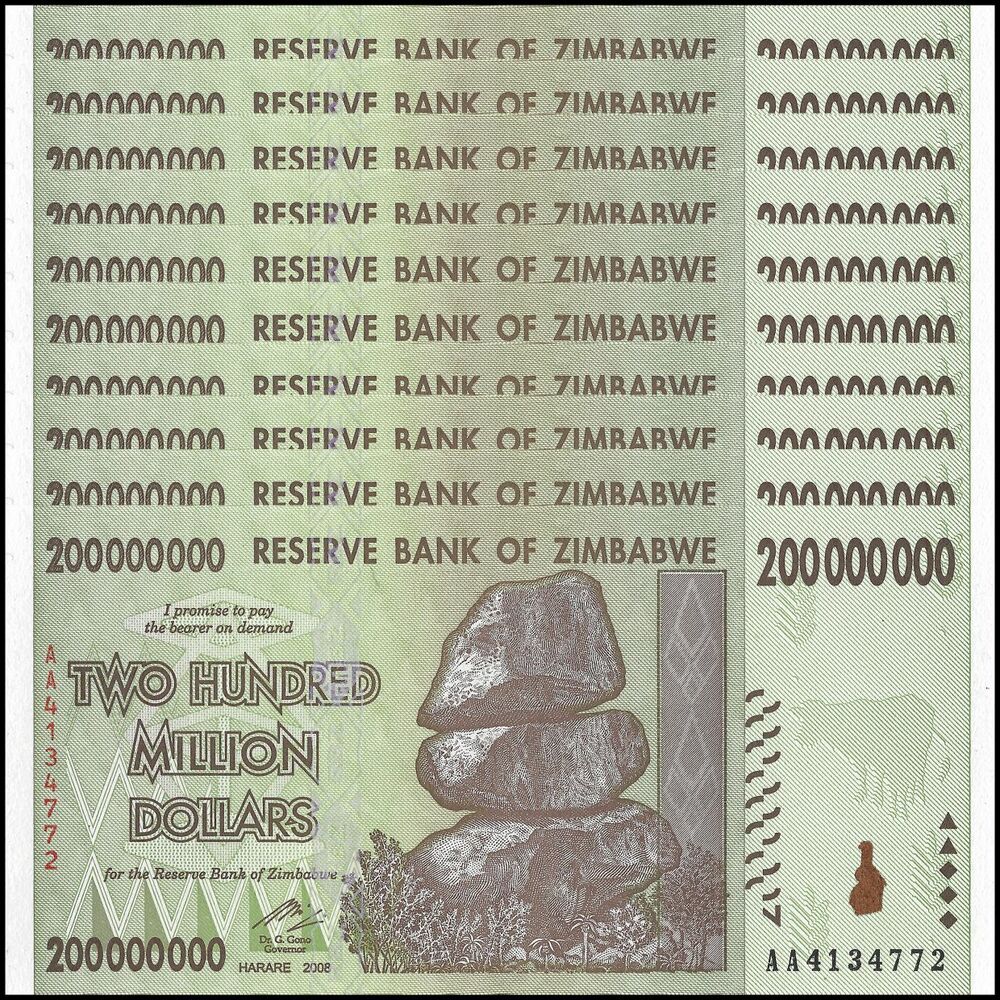 Zimbabwe - 200.000.000 Dollars 2008 - Pick- 81 / B172 - Set 10 PCS
