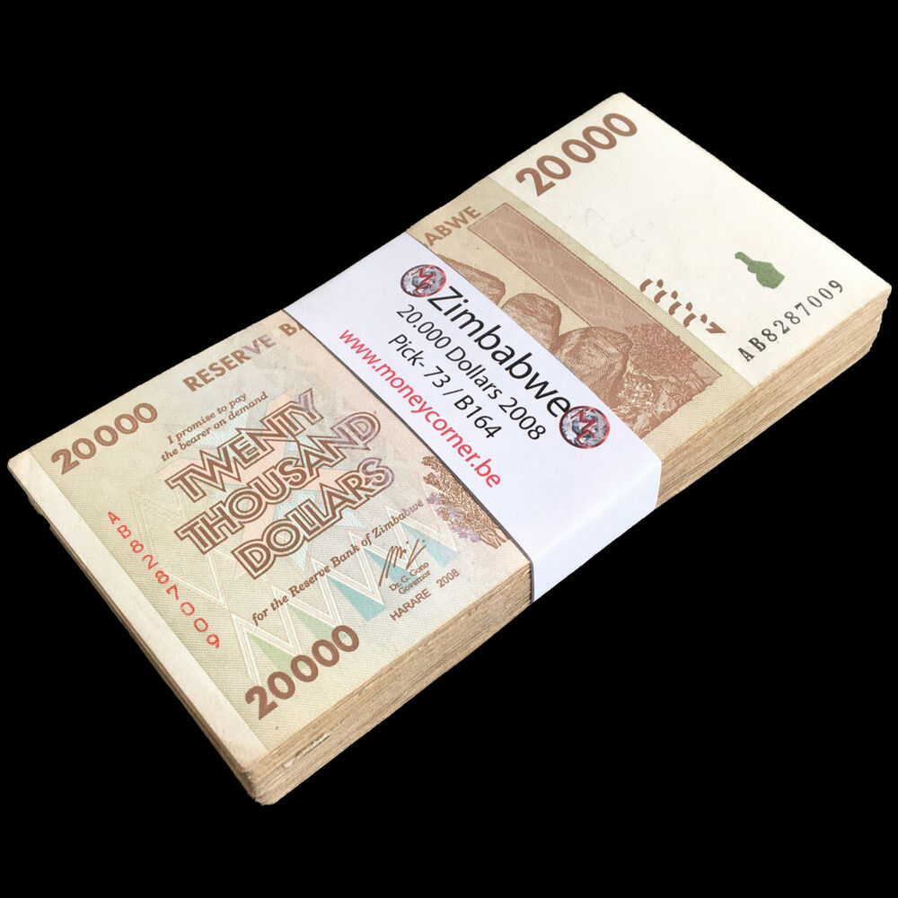 Zimbabwe - 20.000 Dollars 2008 - Pick- 73 / B164 - Bundle 100 PCS - USED (F,VF,XF)