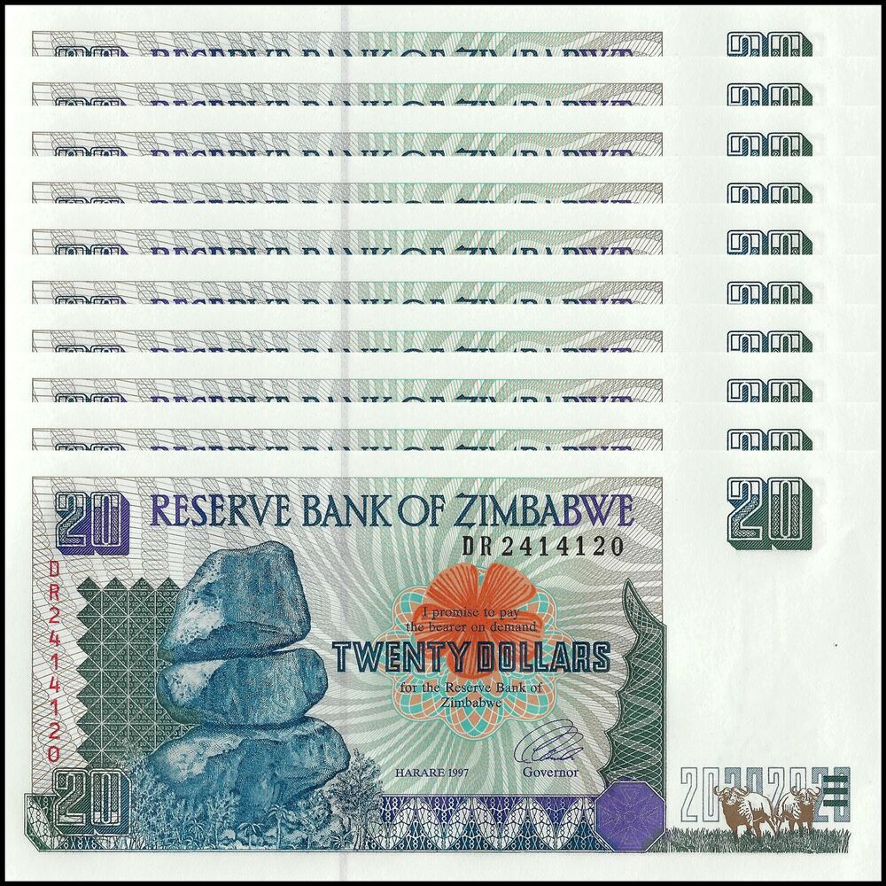 Zimbabwe - 20 Dollars 1997 - Pick- 7 / B107 - Set 10 PCS