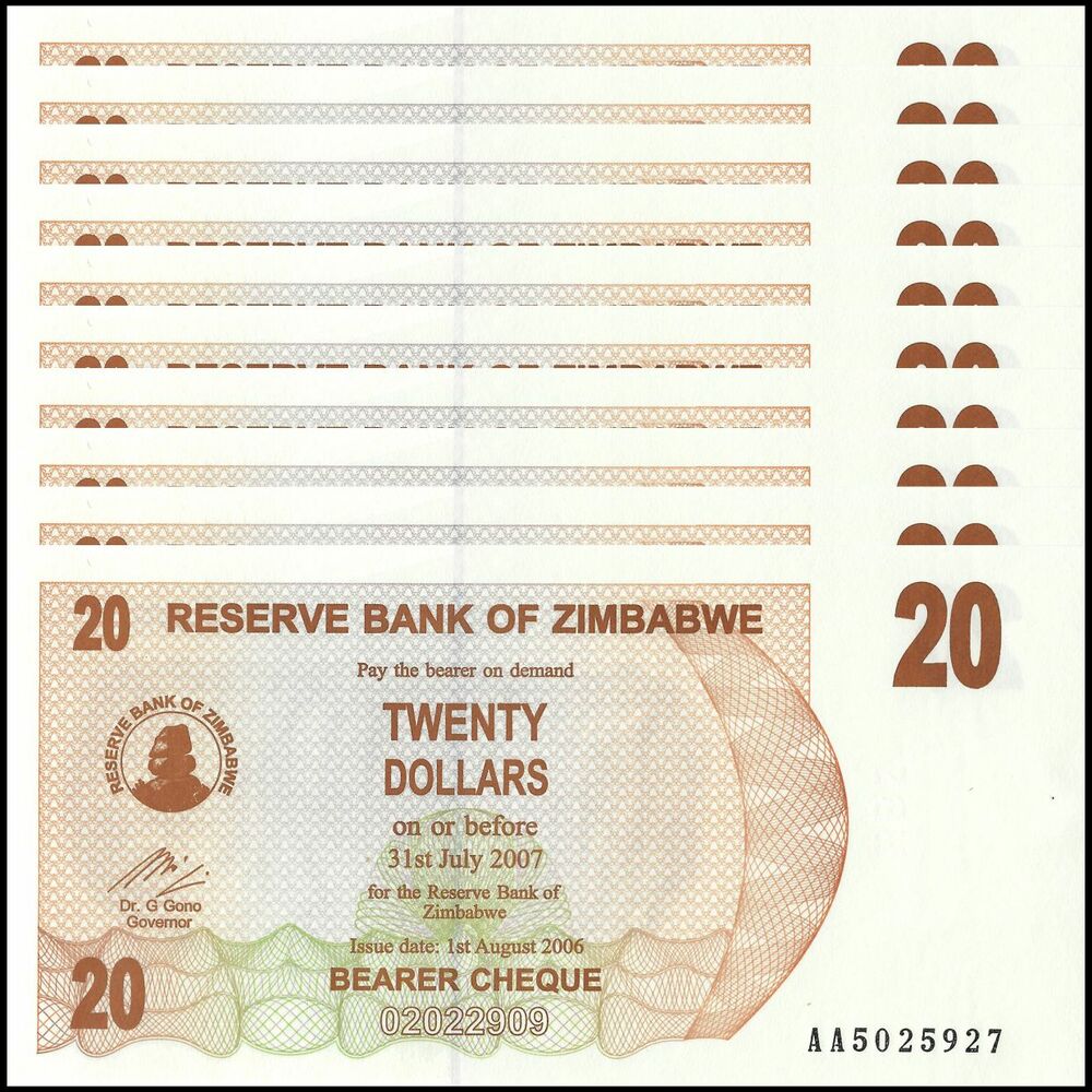 Zimbabwe - 20 Dollars 2006 - Pick- 40 / B131 - Set 10 PCS