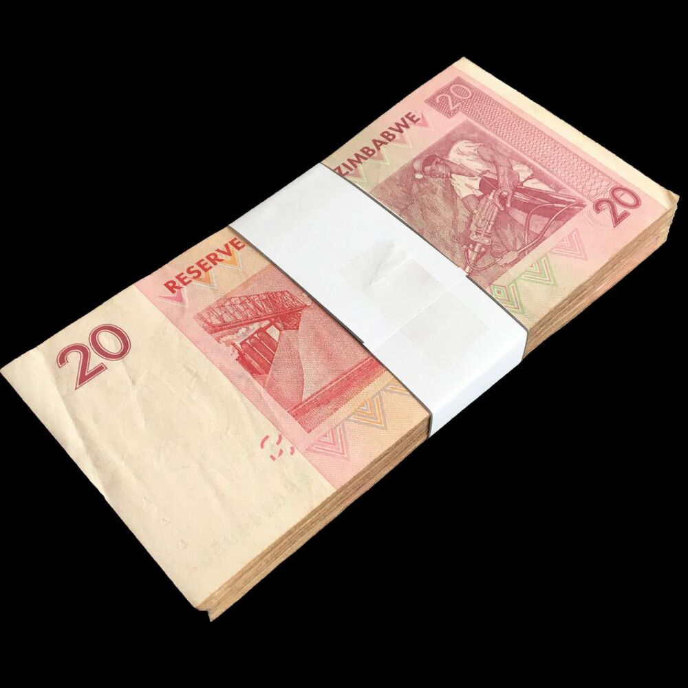 Zimbabwe - 20 Dollars 2008 - Pick- 68 / B159 - Bundle 100 PCS - USED (F,VF,XF)