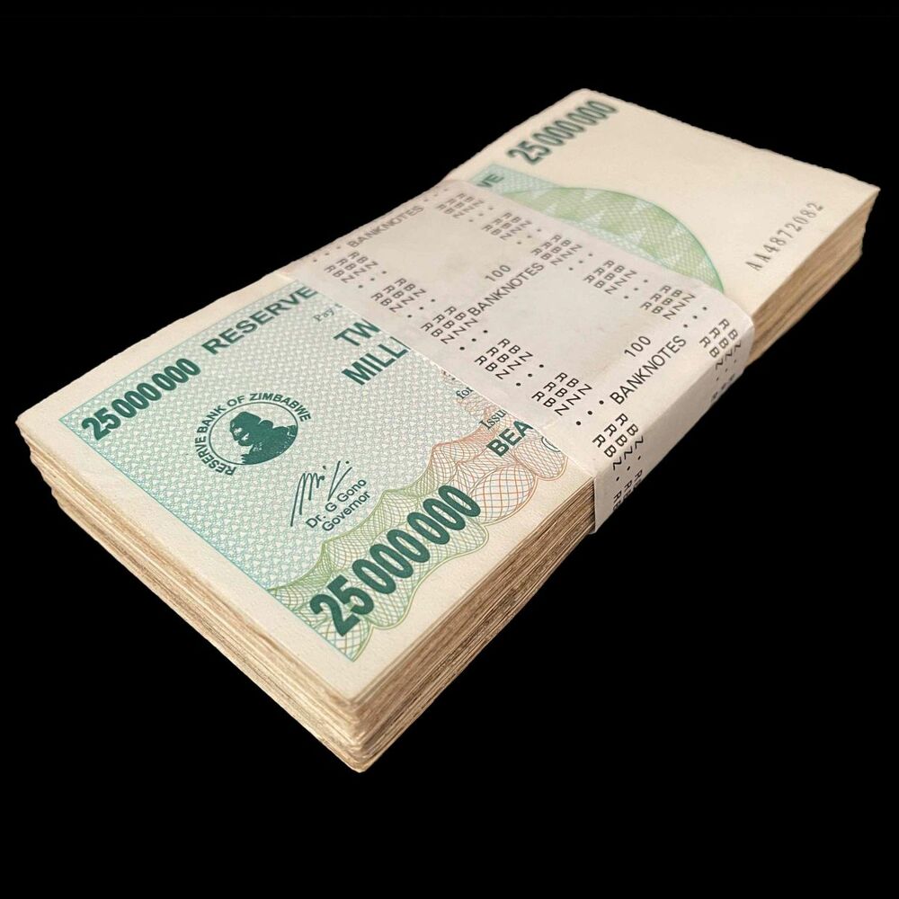 Zimbabwe - 25.000.000 Dollars 2008 - Pick- 56 / B147 - Bundle 100 PCS - USED (F,VG,XF)