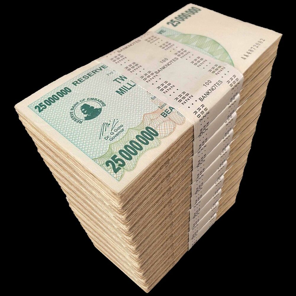 Zimbabwe - 25.000.000 Dollars 2008 - Pick- 56 / B147 - Brick 1000 PCS - USED (F,VG,XF)