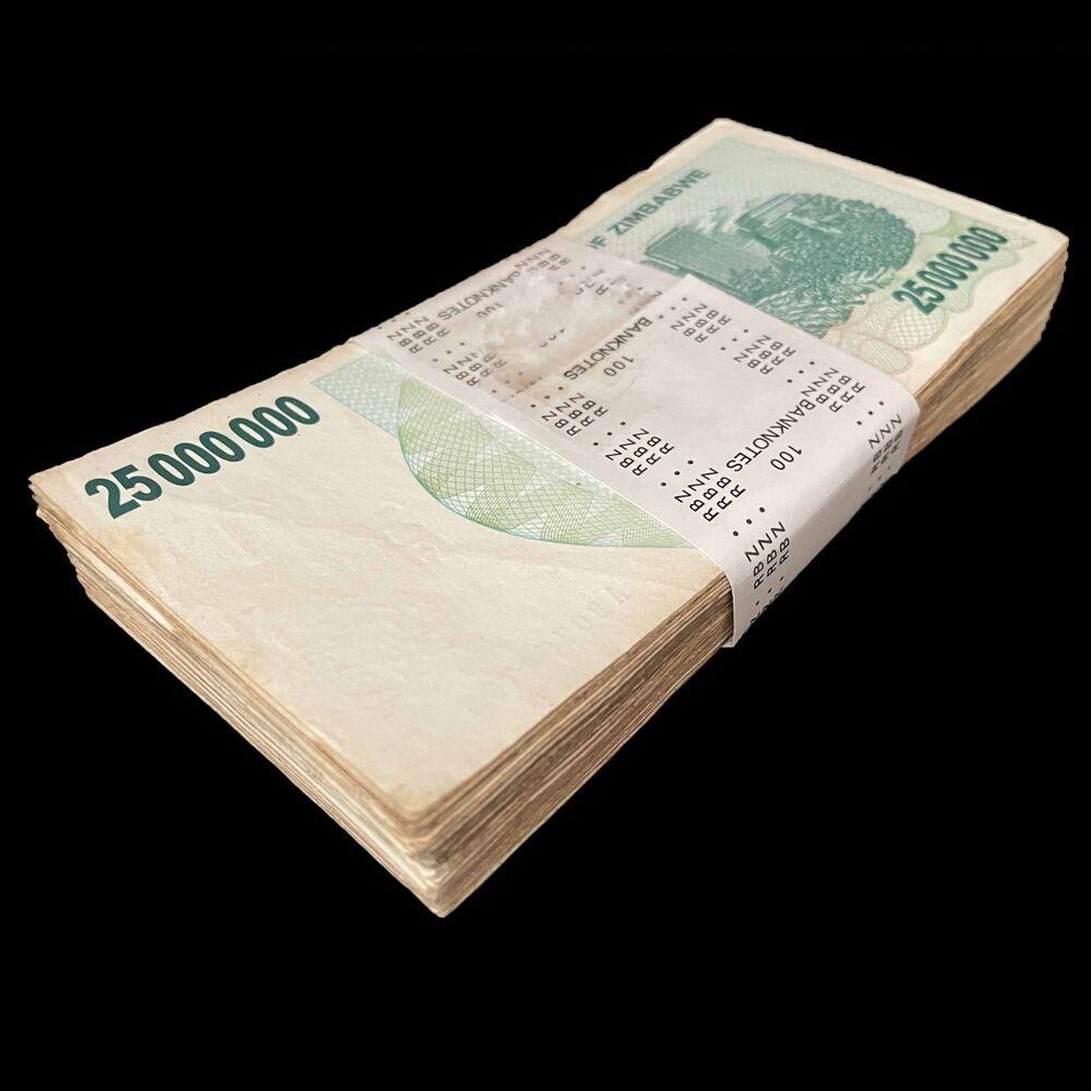 Zimbabwe - 25.000.000 Dollars 2008 - Pick- 56 / B147 - Bundle 100 PCS - USED (F,VG,XF)