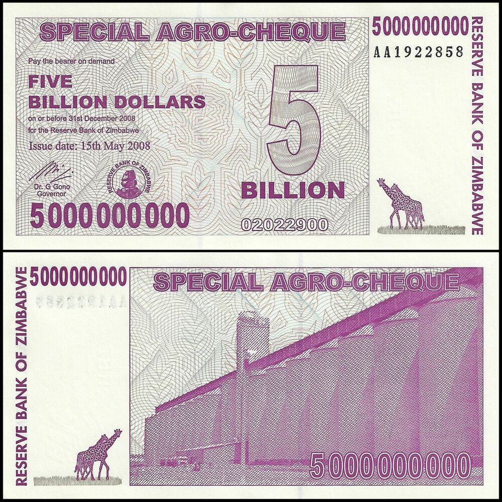 Zimbabwe - 5 Billion Dollars 2008 - Pick- 61 / B152 - Set 10 PCS