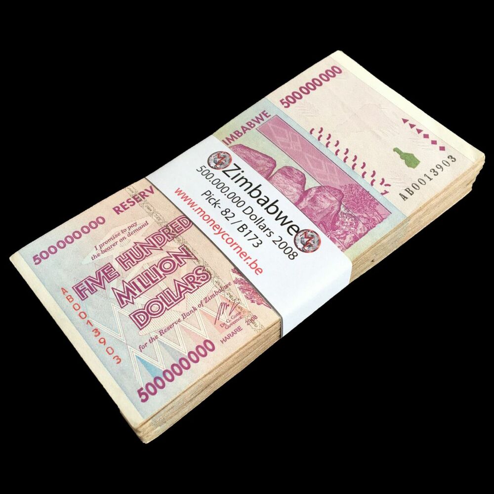 Zimbabwe - 500.000.000 Dollars 2008 - Pick- 82 / B173 - Bundle 100 PCS - USED (Fine, VF, XF)