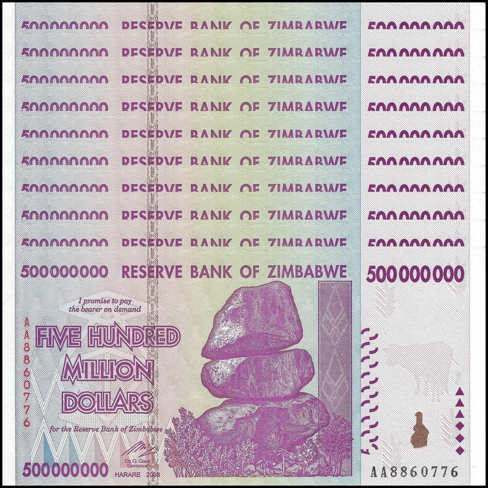 Zimbabwe - 500.000.000 Dollars 2008 - Pick- 82 / B173 - Set 10 PCS