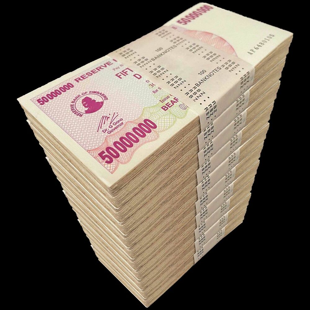 Zimbabwe - 50.000.000 Dollars 2008 - Pick- 57 / B148 - Brick 1000 PCS - USED (F,VG,XF)