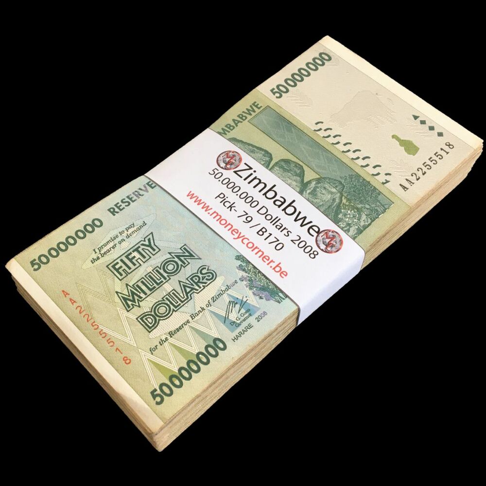 Zimbabwe - 50.000.000 Dollars 2008 - Pick- 79 / B170 - Bundle 100 PCS - USED (F,VF,XF)